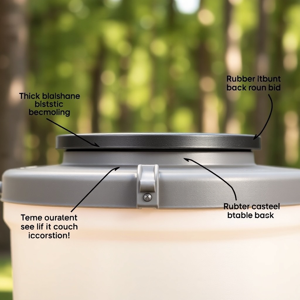 A photorealistic close-up of the Moultrie 30-Gallon Pro Hunter gravity feed hopper