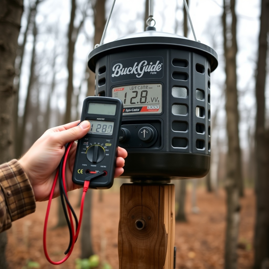 A clean photorealistic photo of a person’s hand holding a multimeter’s probes against the
