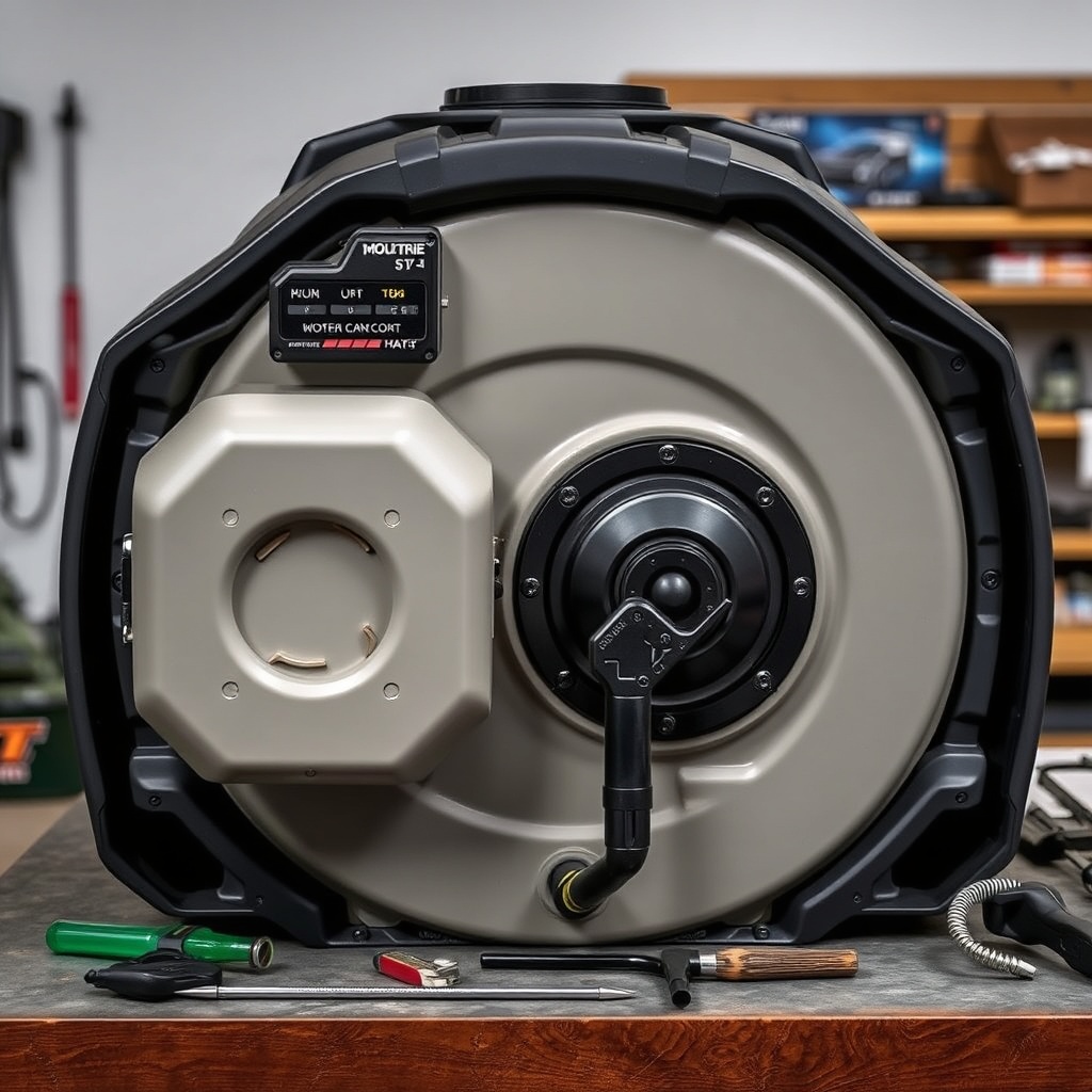 photo showing the back of a Moultrie 30-Gallon Pro Hunter with its motor housing removed a