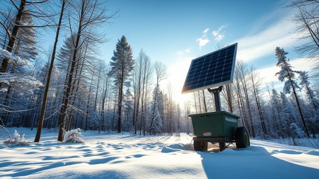 Optimal Solar Panel Mounting Angle for Winter on BuckGuide 300lb Spin-Cast Feeder